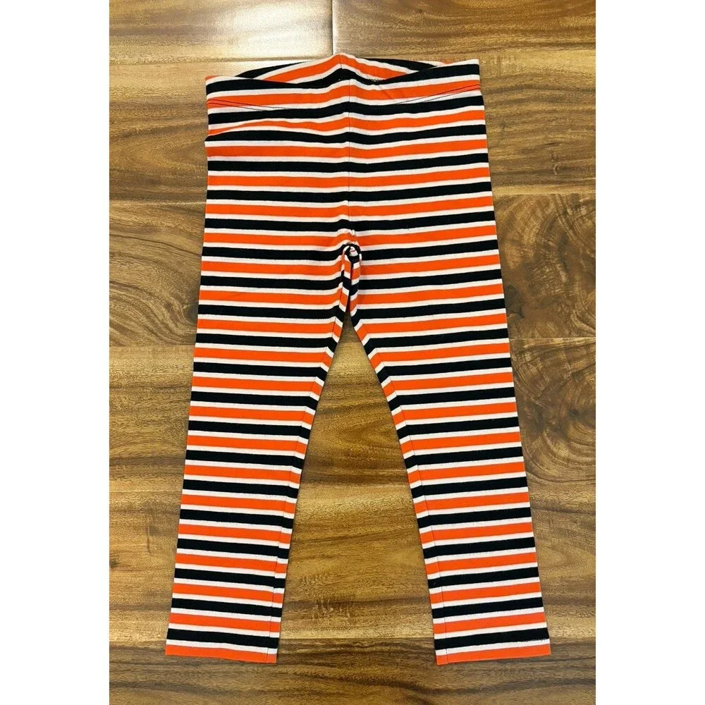 Primary Leggings, Tangerine/Black Stripe, Halloween, Size 4T